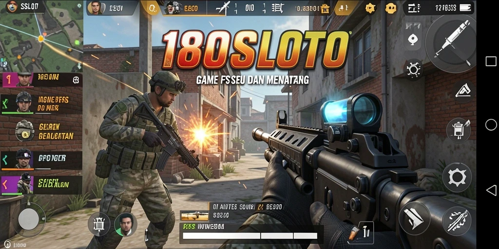 Screenshot gameplay <strong>180SLOT</strong> yang menampilkan aksi tembak-menembak mendebarkan.
