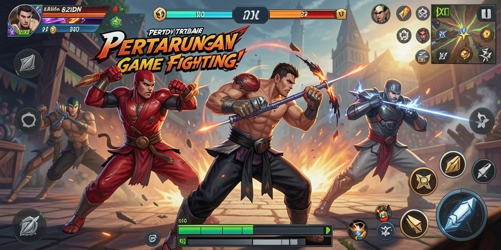 Screenshot gameplay 62IDN menampilkan pertarungan mendebarkan antara dua karakter.