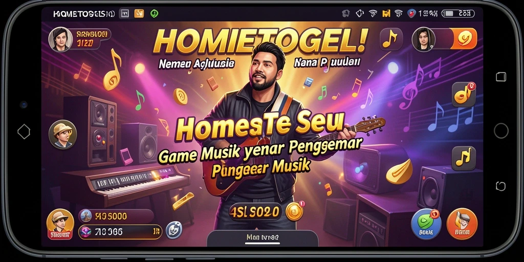 Screenshot gameplay HOMETOGEL menunjukkan pemain menikmati musik.