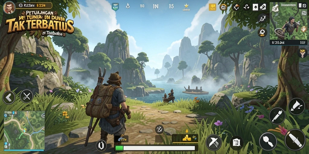 Screenshot penggambaran gameplay Open World K234 yang mendebarkan.