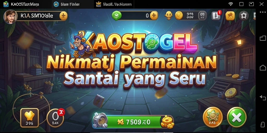 Screenshot KAOSTOGEL menampilkan gameplay penuh warna dan interaktif.
