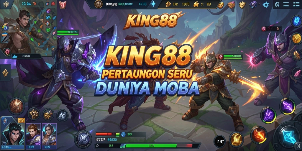 Tampilan gameplay <strong>KING88</strong> yang seru dan menegangkan di arena MOBA.