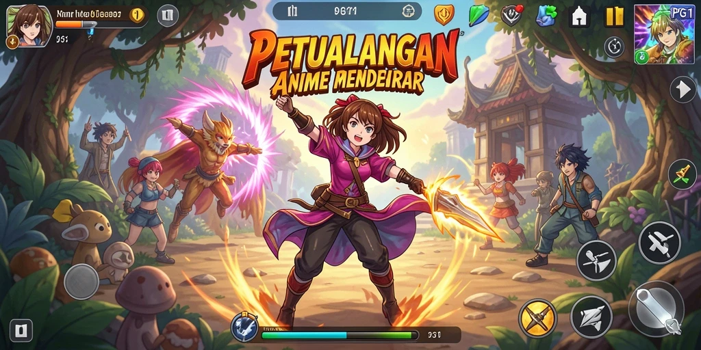 Tampilan gameplay PG11 dengan karakter Anime yang dinamis dan grafis menawan.