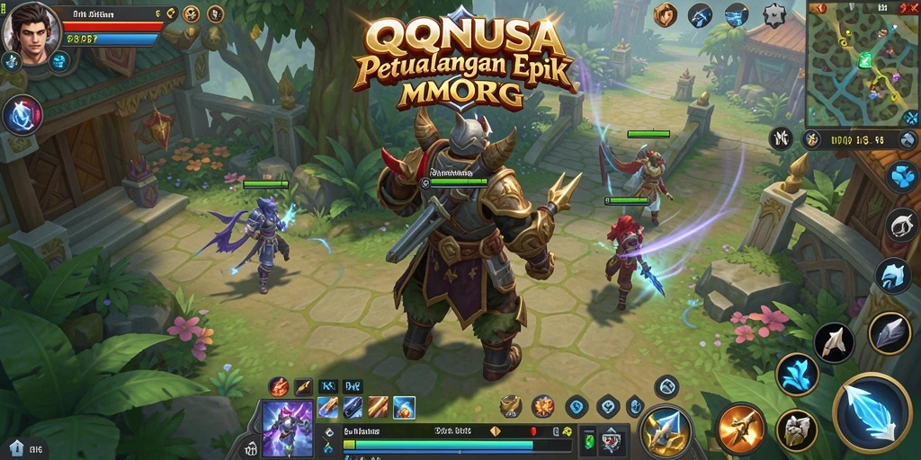 Tampilan gameplay epik dari QQNUSA dengan karakter yang beraksi.