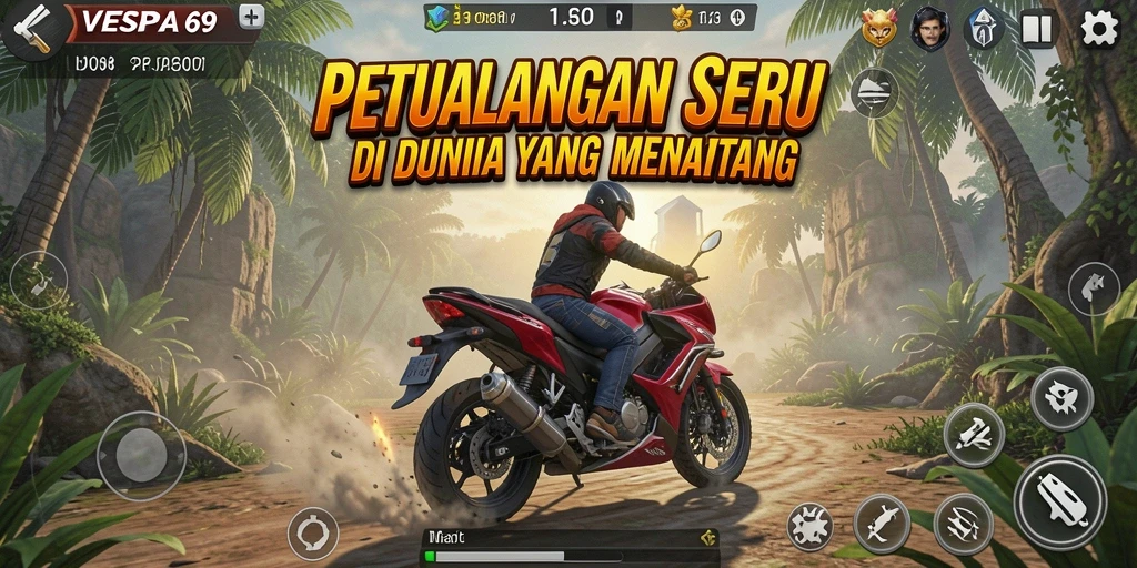 Tampilan gameplay seru VESPA69 di dunia petualangan yang menantang.