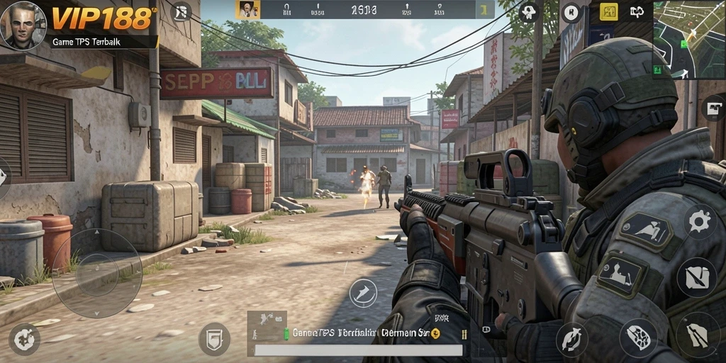 Screenshot utama VIP188 menampilkan aksi gameplay TPS yang mendebarkan.